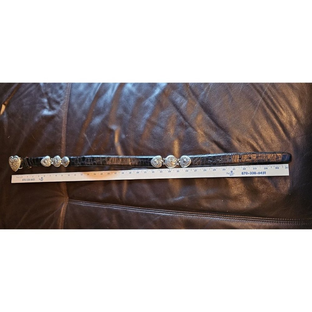 Brighton Black Metal Charms Leather Belt